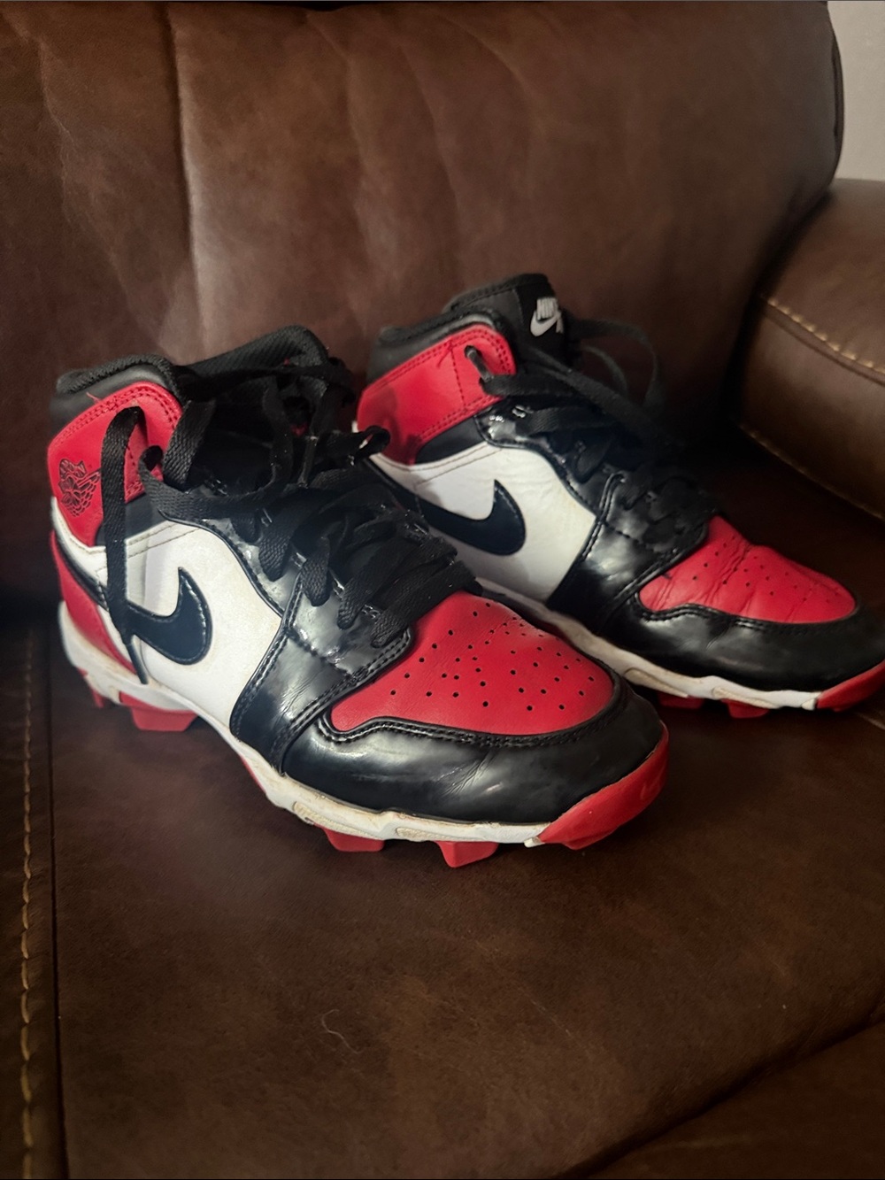 Nike Kids Red Black White Cleats 4.5Y